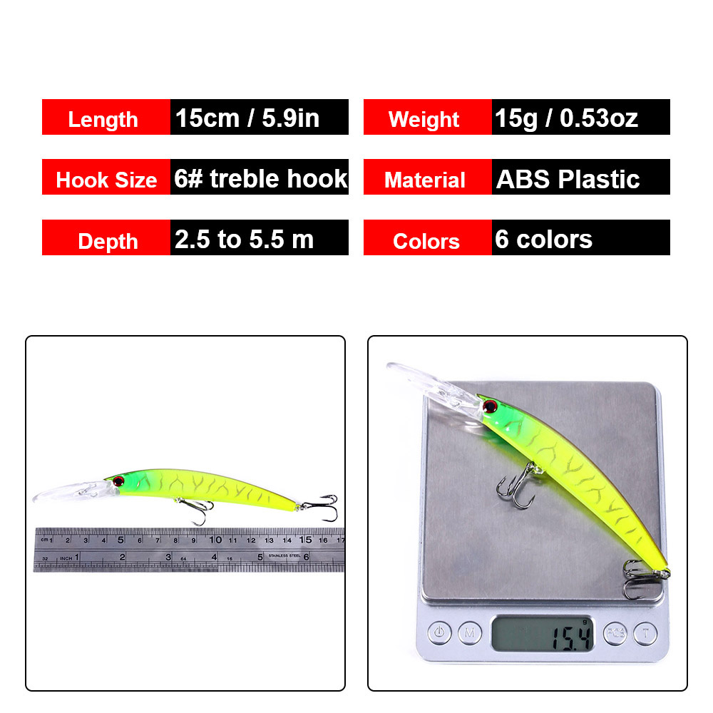 1PCS 15cm 15g  Deep Diving Jer - Fishing Lure Swimbait 评论和价格