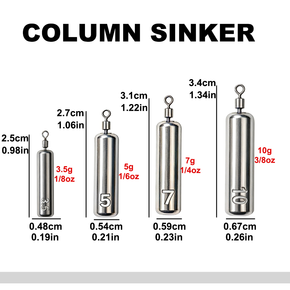 10-40Pcs Column Fishing Weight - Fishing Lure Box 评论和价格
