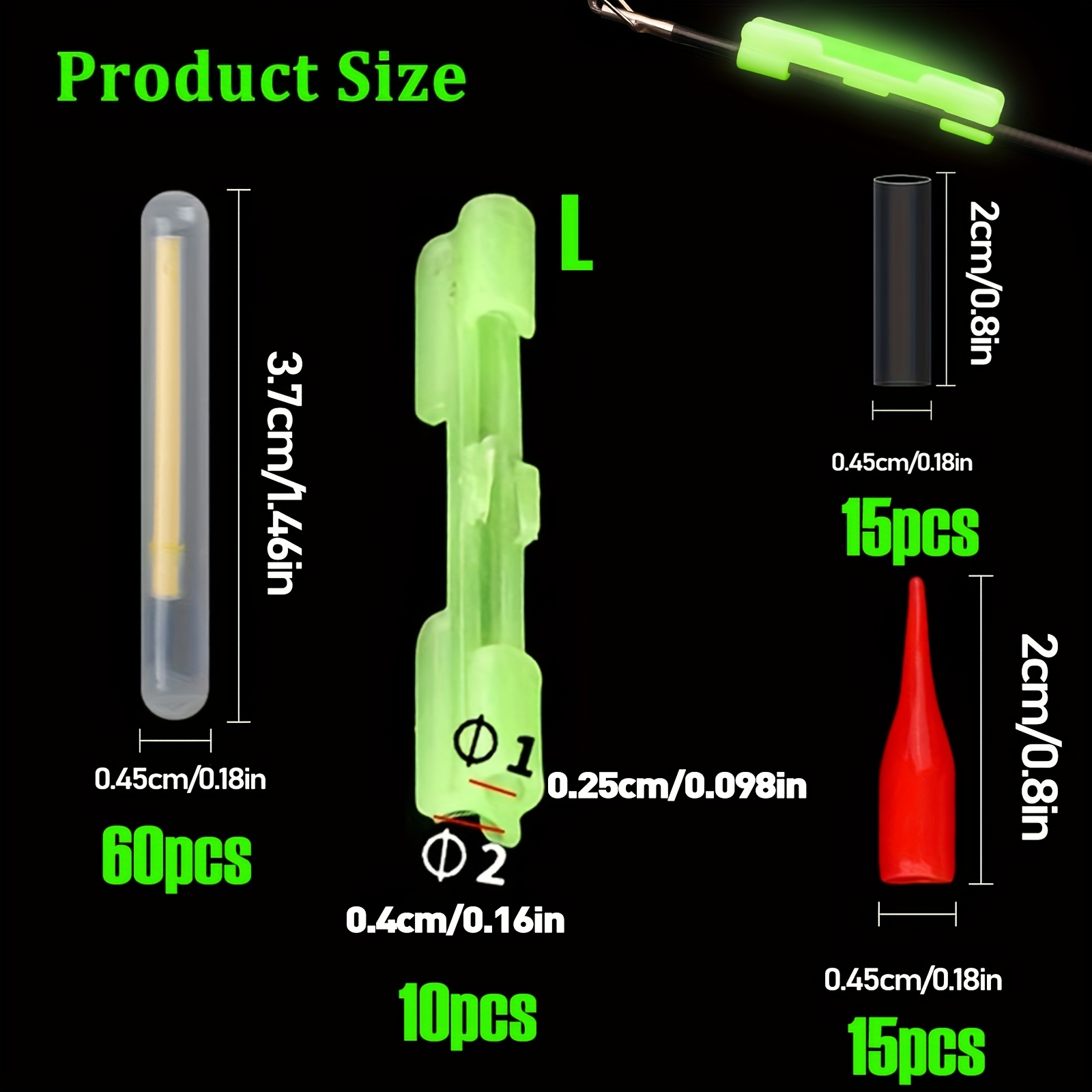 100PCS Fishing Glow Sticks Set - Fishing Lure Making Kit 评论和价格